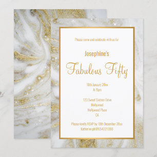 LUXE MARBLE PEARL GOLD 2 CUSTOM INVITATION