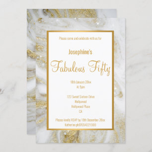 LUXE MARBLE PEARL GOLD ABSTRACT CUSTOM INVITATION