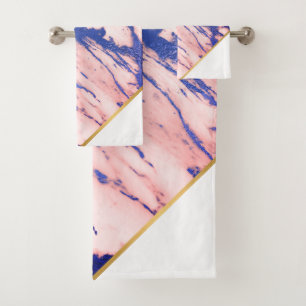 LUXE MARBLE PINK BLUE GOLD BATH TOWEL SET