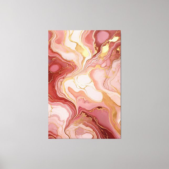 Luxe Marbled Terracotta and Ivory Decorative Canvas Print (Front)