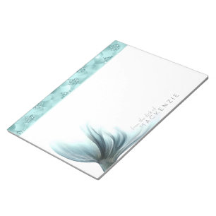 Luxe Mermaid Scales Aqua Mint Teal Monogram Notepad