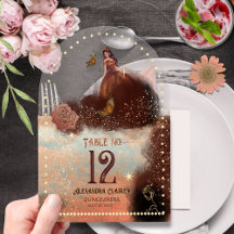 Luxe Metallic Copper Quin Acrylic Table Number 