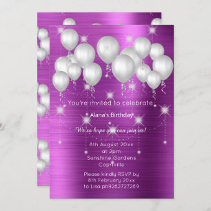 LUXE METALLIC PURPLE BALLOON BIRTHDAY INVITATION
