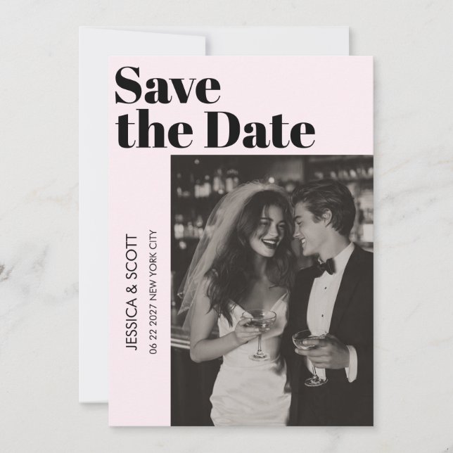 Luxe Minimal Flat Save The Date Card (Front)