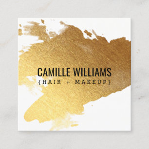 LUXE MINIMALIST glam gold splash cute kiss lips Square Business Card