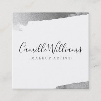 LUXE MINIMALIST glam lux faux gilded silver brush Square Business Card