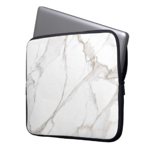 Luxe Minimalist White Marble Laptop Sleeve