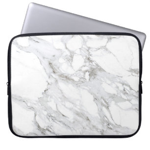 Luxe Minimalist White Marble Laptop Sleeve