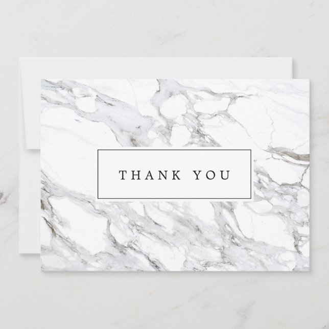 Luxe Minimalist White Marble Thank You  Card (Front)