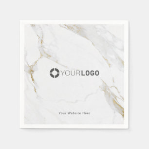 Luxe modern faux gold marble company logo napkin