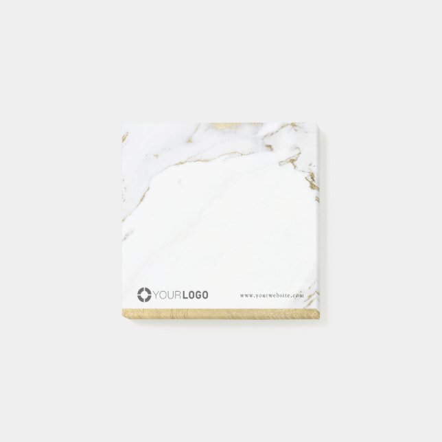 Luxe modern faux gold marble company logo post-it notes (Front)