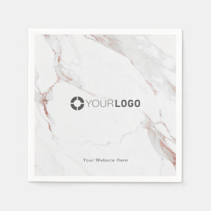 Luxe modern faux rose gold marble company logo napkin