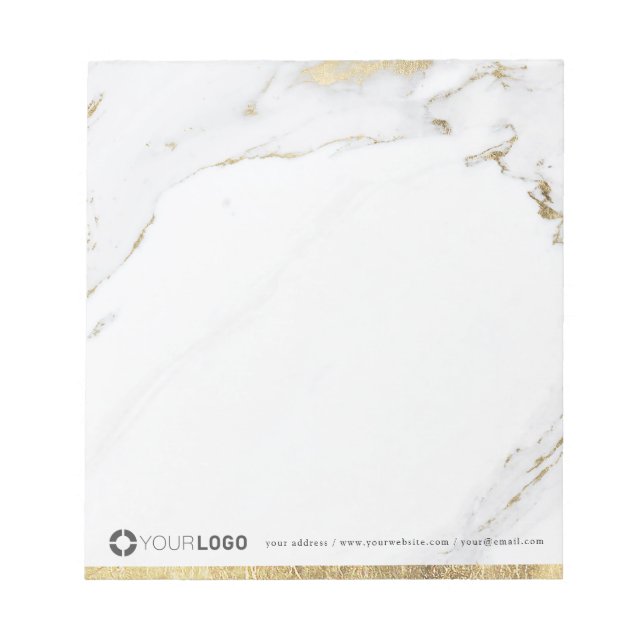Luxe modern gold marble personalized Stationery Notepad (Front)