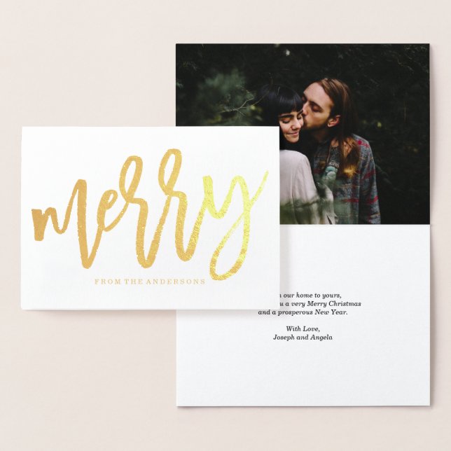 Luxe moderne | Carte photo de vacances Gold Foil (Affichage)