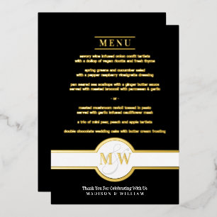 Luxe Monogram Modern Elegant Menu Black And Gold