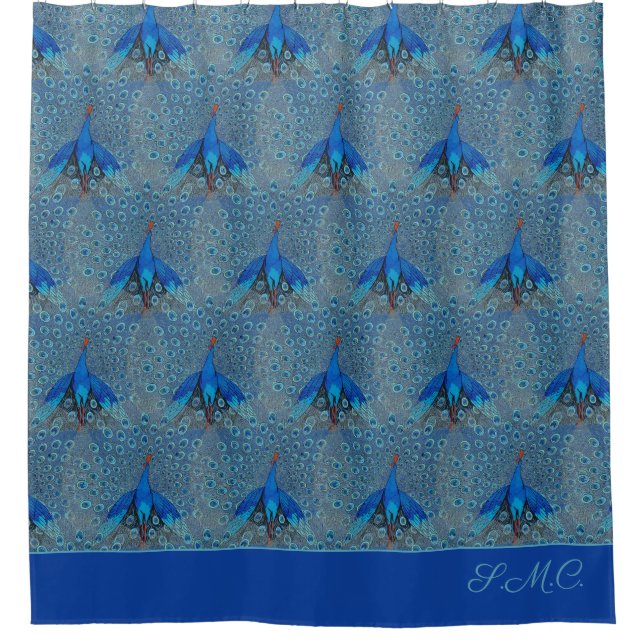 Luxe Monogram Turquoise Teal Blue Peacock Pattern  (Front)