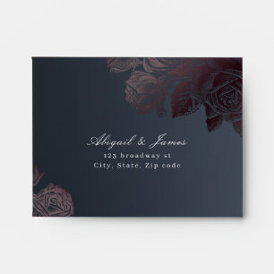 Luxe moody vintage floral black wedding RSVP Envelope