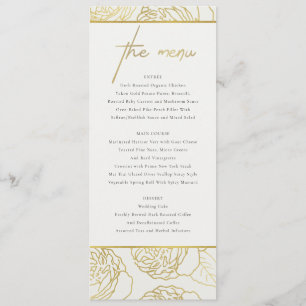 LUXE NAVY GOLD WHITE ELEGANT ROSE FLORAL MENU