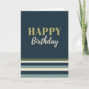 Luxe Navy Text Birthday Card