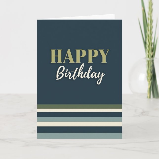 Luxe Navy Text Birthday Card (Front)