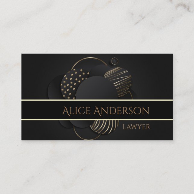 Luxe noir or élégant avocat Carte de visite (Devant)
