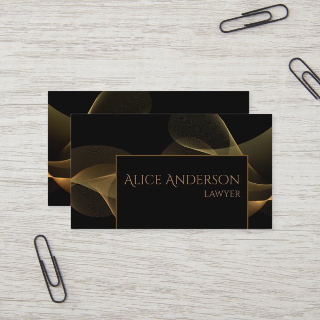 Luxe noir or élégant avocat Carte de visite (Devant/Arrière en situation)