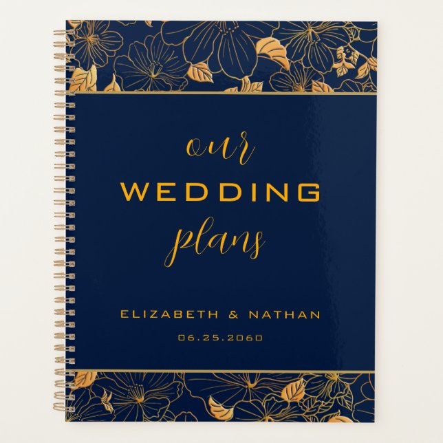 Luxe or Floral Marine Wedding planner bleu (Devant)