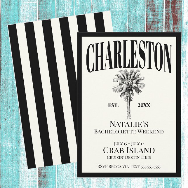 Luxe Palm Trees Charleston Coastal Bachelorette Invitation (Creator Uploaded)