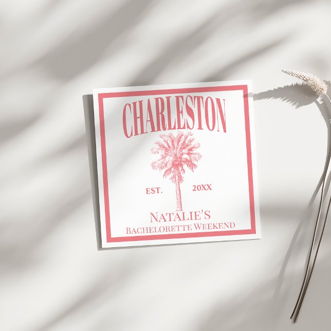 Luxe Palm Trees Charleston Coastal Bachelorette Napkin (Creator Uploaded)