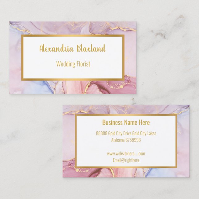 LUXE PASTEL MARBLE OR CARTE DE VISITE (Devant / Derrière)