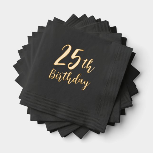 Luxe personnalisé Anniversaire Napkin Real Gold Fo (Insitu (empilé))