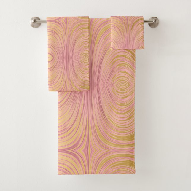 LUXE PINK GOLD ABSTRACT BATHROOM TOWEL SET (Insitu)
