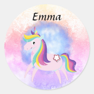 luxe pink my baby unicorn classic round sticker