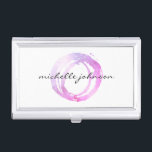 Luxe Pink Painted Circle Designer Logo Business Card Holder<br><div class="desc">An organic painted circle in pink and purple hues becomes a luxe logo on this designer business card case. Personalize with your name or business name. Also great as a stylish gift idea. Artwork and design by 1201AM,  a boutique brand design studio. © 1201AM CREATIVE</div>