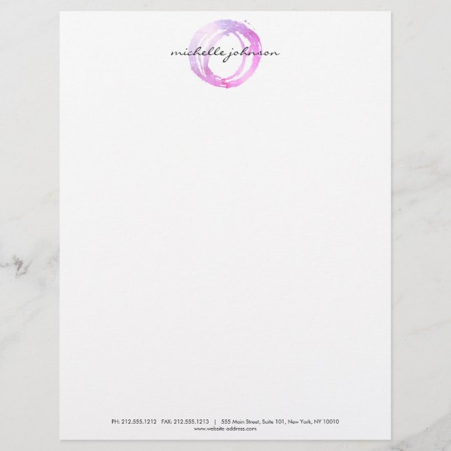 Luxe Pink Painted Circle Designer Logo Letterhead (Front)
