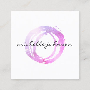 Luxe Pink Painted Circle Designer Logo Square Business Card