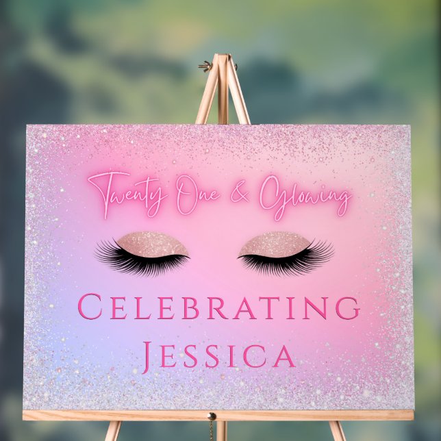 Luxe Pink Twenty One & Glowing 21st Birthday  Acrylic Sign (Neutral)