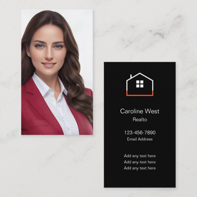 Luxe Realtor Portrait Carte de visite style soie (Devant / Derrière)