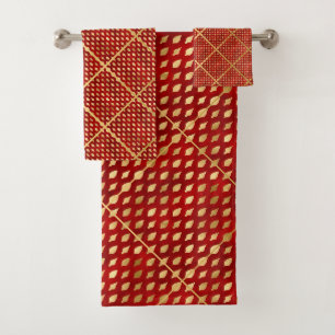 LUXE RED GOLD BATHROOM TOWEL SET