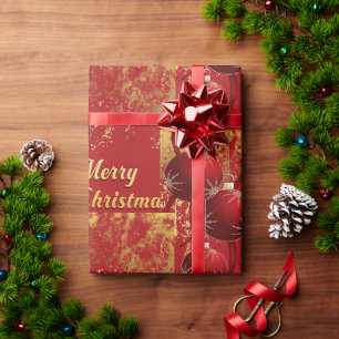 Luxe Red & Gold Merry Christmas Wrapping Paper