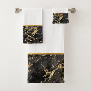 LUXE RETRO MARBLE BLACK GOLD BATHROOM SET