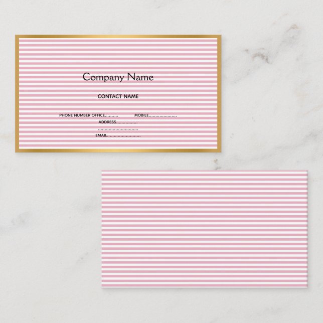 LUXE ROSE BLANC STRIPE OR CARTE DE VISITE (Devant / Derrière)