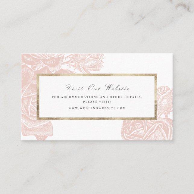 Luxe rose blush gold vintage website Insert card (Front)