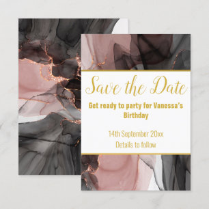 LUXE ROSE FLOTTANT ENREGISTRER LA DATE CARTE RSVP