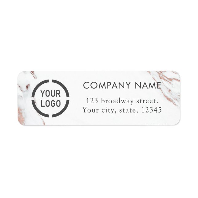 Luxe rose gold marble business return address (Front)