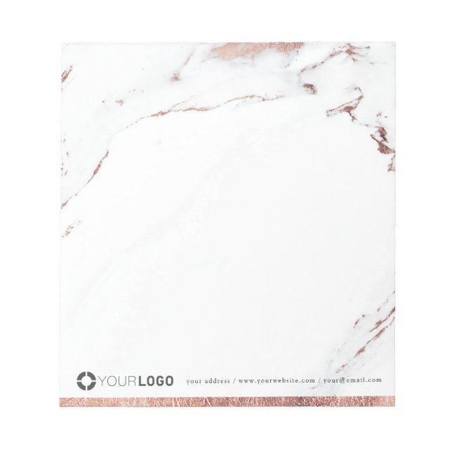 Luxe rose gold marble personalized Stationery Notepad (Front)