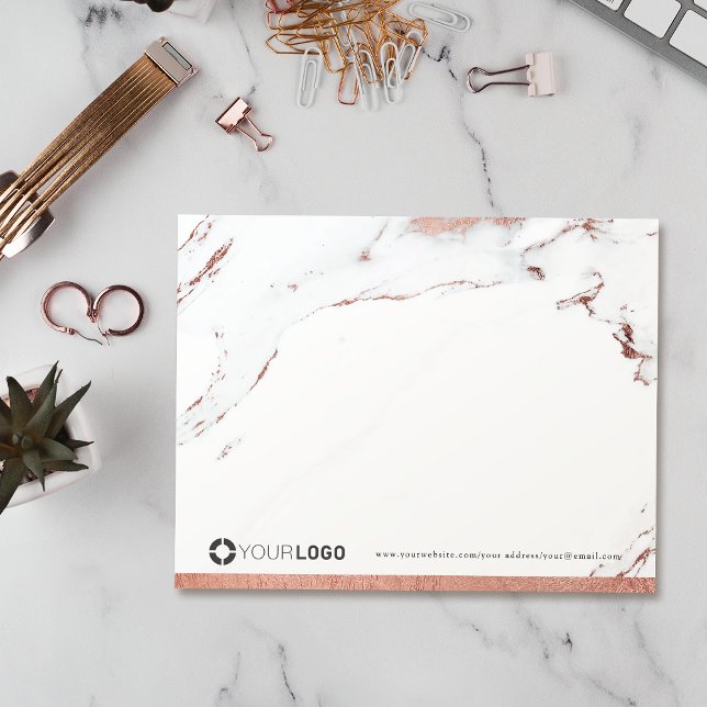 Luxe rose gold marble personalized Stationery Thank You Card (Luxe rose gold marble personalized Stationery logo Card)