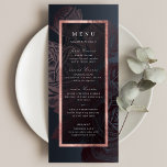 Luxe rose gold moody vintage botanical wedding menu<br><div class="desc">Bold faux rose gold frame surrounded by vintage botanical floral in dark moody burgundy and navy,  chic and elegant. Great for modern classic wedding,  vintage wedding and luxury wedding in fall or winter. 
See all the matching pieces in the collection.</div>