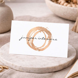 Luxe Rose Gold Painted Circle Interior Designer Business Card