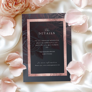 Luxe rose gold vintage botanical wedding details enclosure card